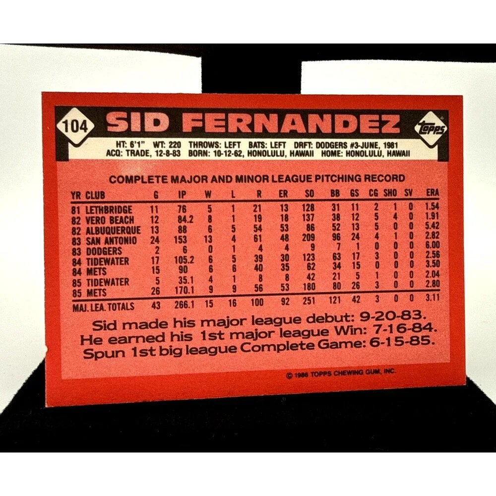 Sid Fernandez, Howard Johnson & Dave Johnson  Signed 1989 TOppdNY Mets 1986